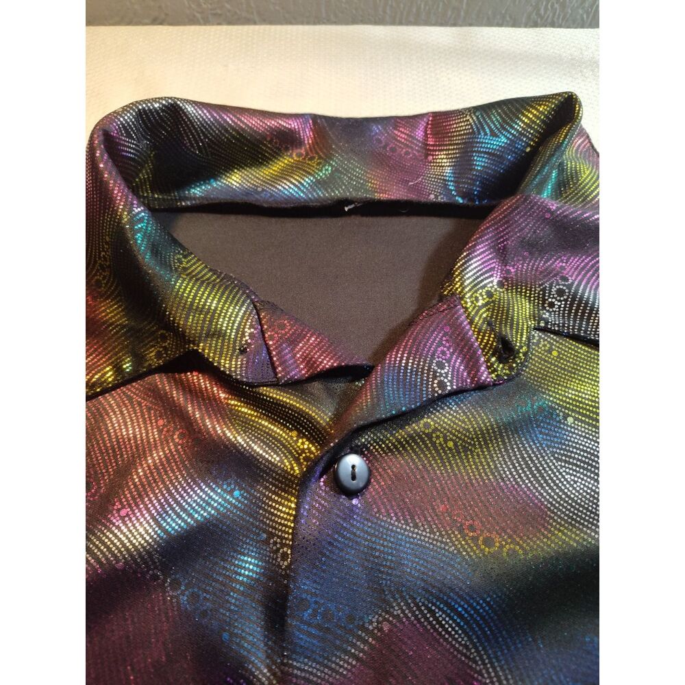 VINTAGE METALLIC PARTY SHIRT COLORS Glimmer PSYCHEDELIC Long Sleeve 1460 - Picture 4 of 7
